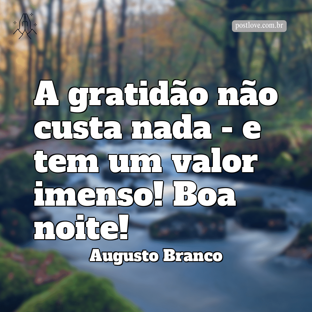A gratidão não custa nada – e tem um valor imenso! Boa noite!