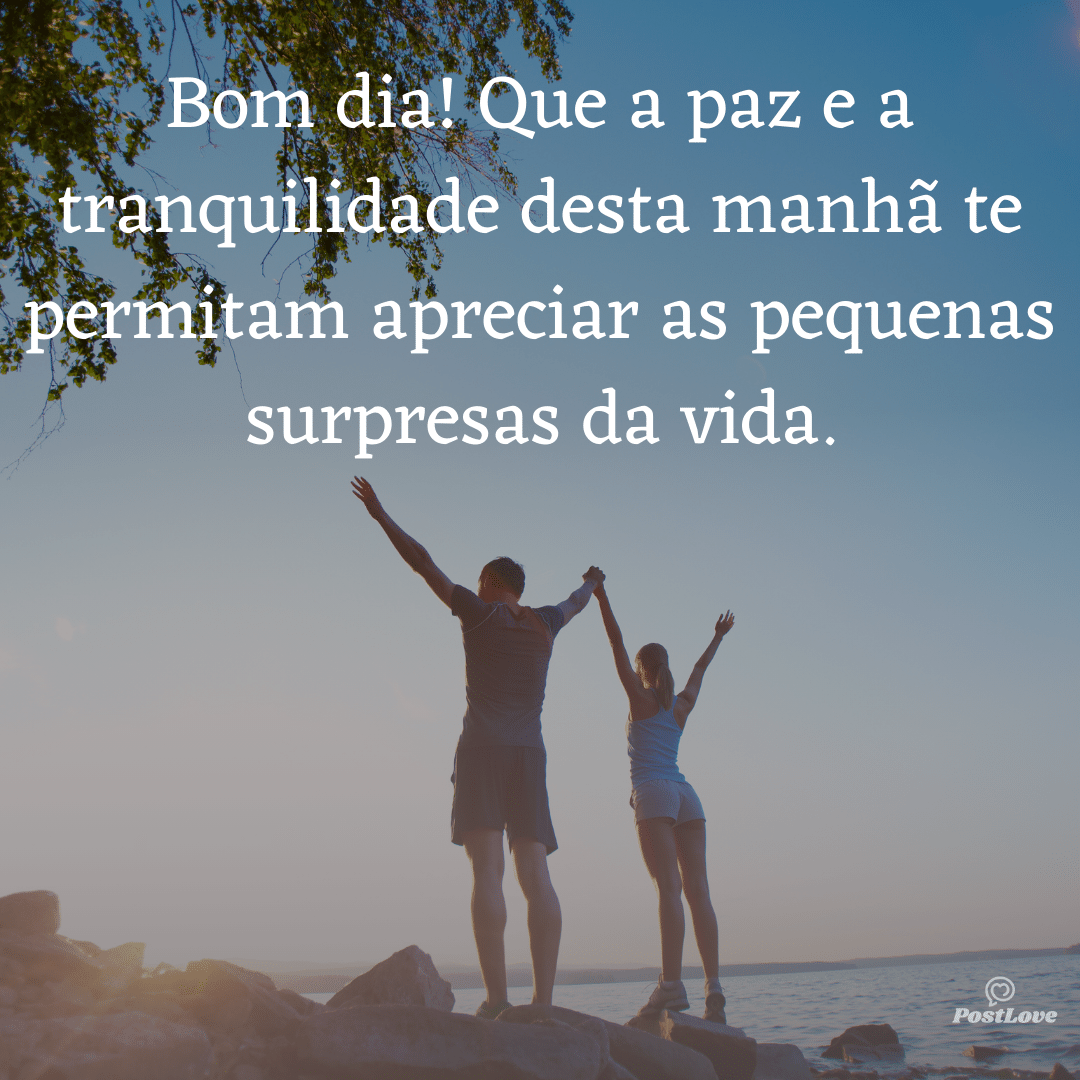 Bom dia! Que a paz e a tranquilidade desta manhã te permitam apreciar as pequenas surpresas da vida.