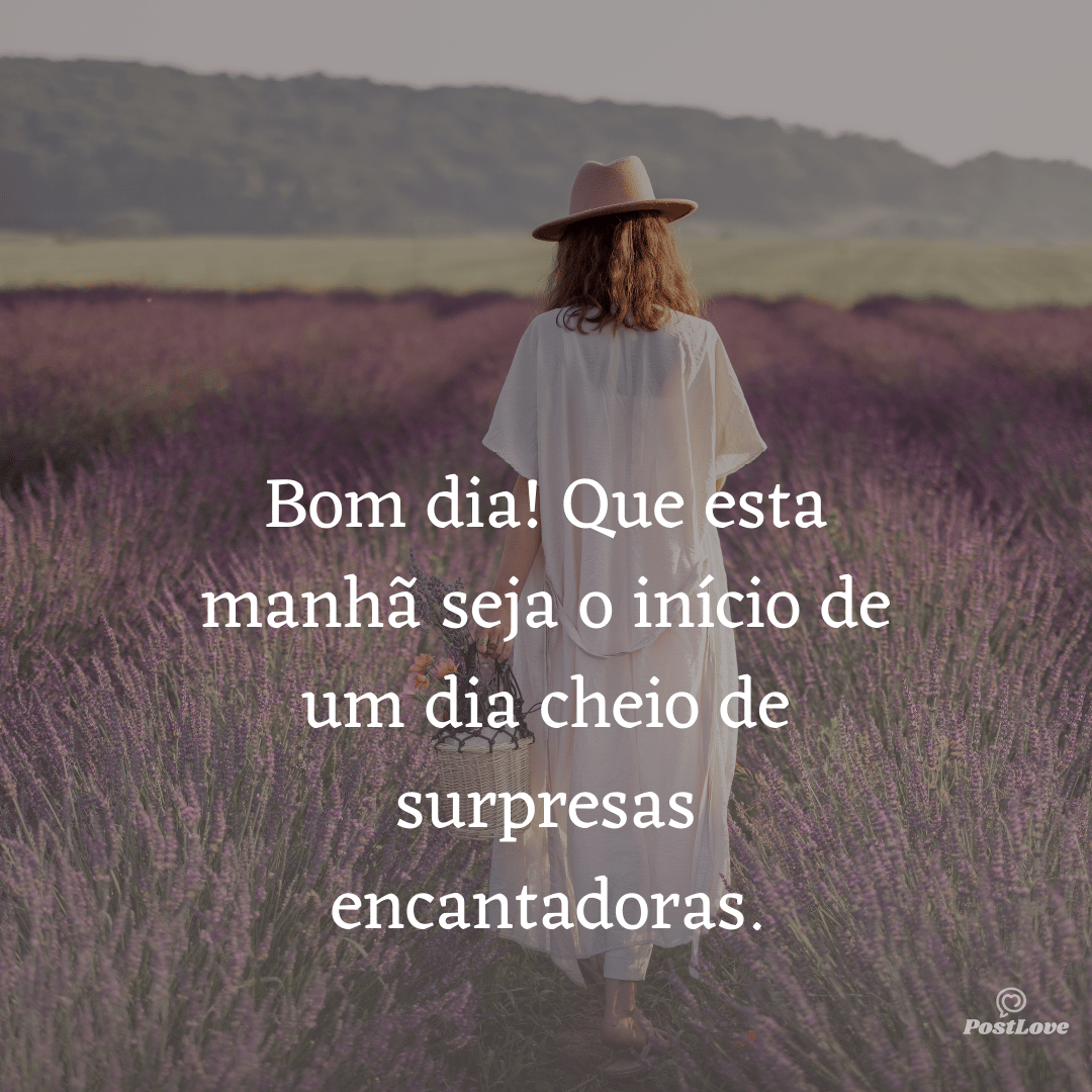 Bom dia! Que esta manhã seja o início de um dia cheio de surpresas encantadoras.