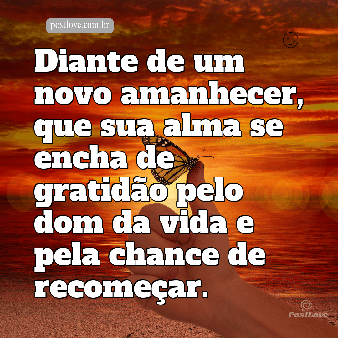 Diante de um novo amanhecer, que sua alma se encha de gratidão pelo dom da vida e pela chance de recomeçar.