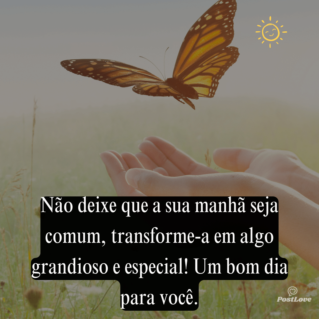 Não deixe que a sua manhã seja comum, transforme-a em algo grandioso e especial! Um bom dia para você.