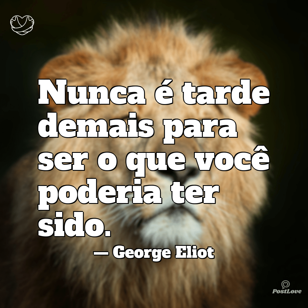 “Nunca é tarde demais para ser o que você poderia ter sido.”