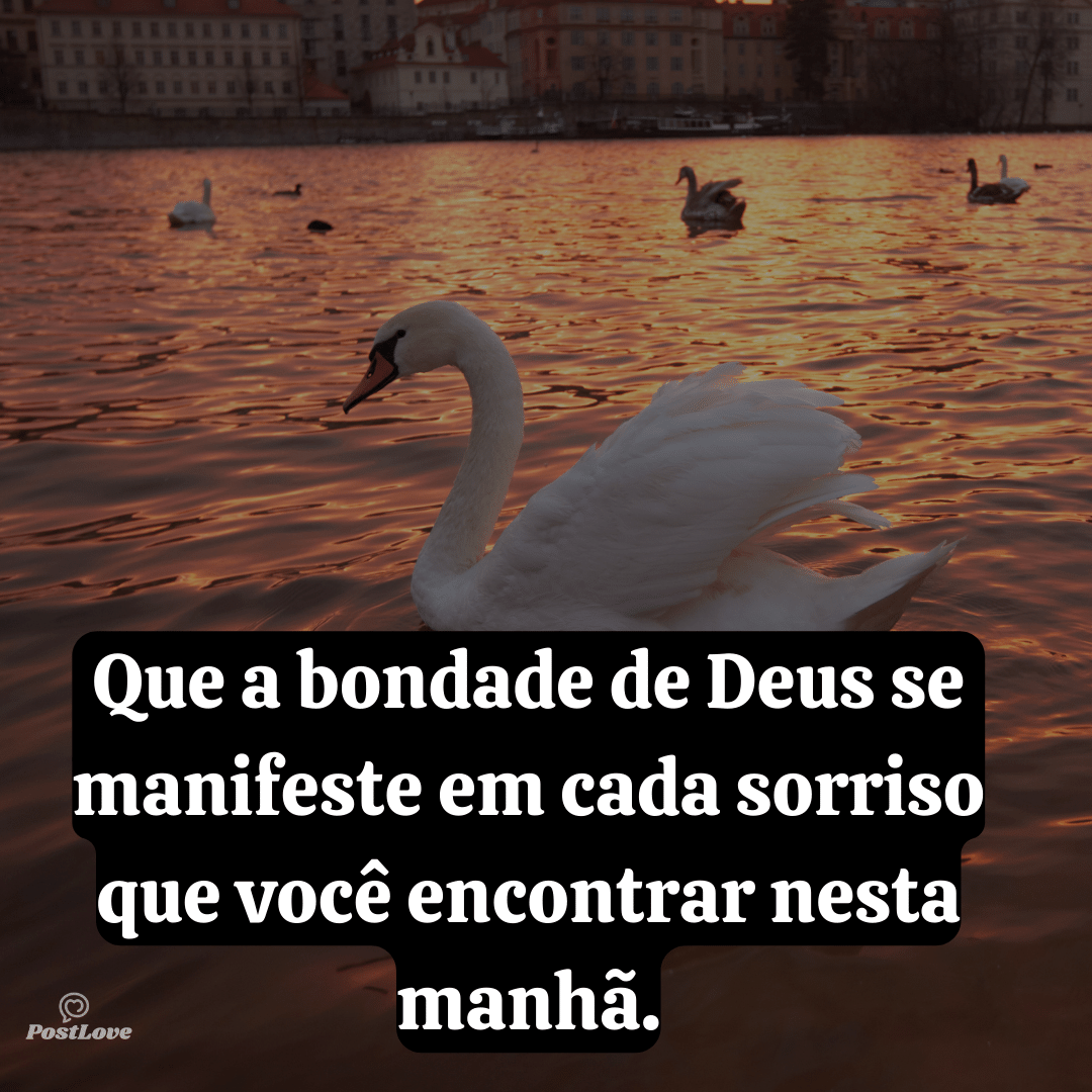 Que a bondade de Deus se manifeste em cada sorriso que você encontrar nesta manhã.