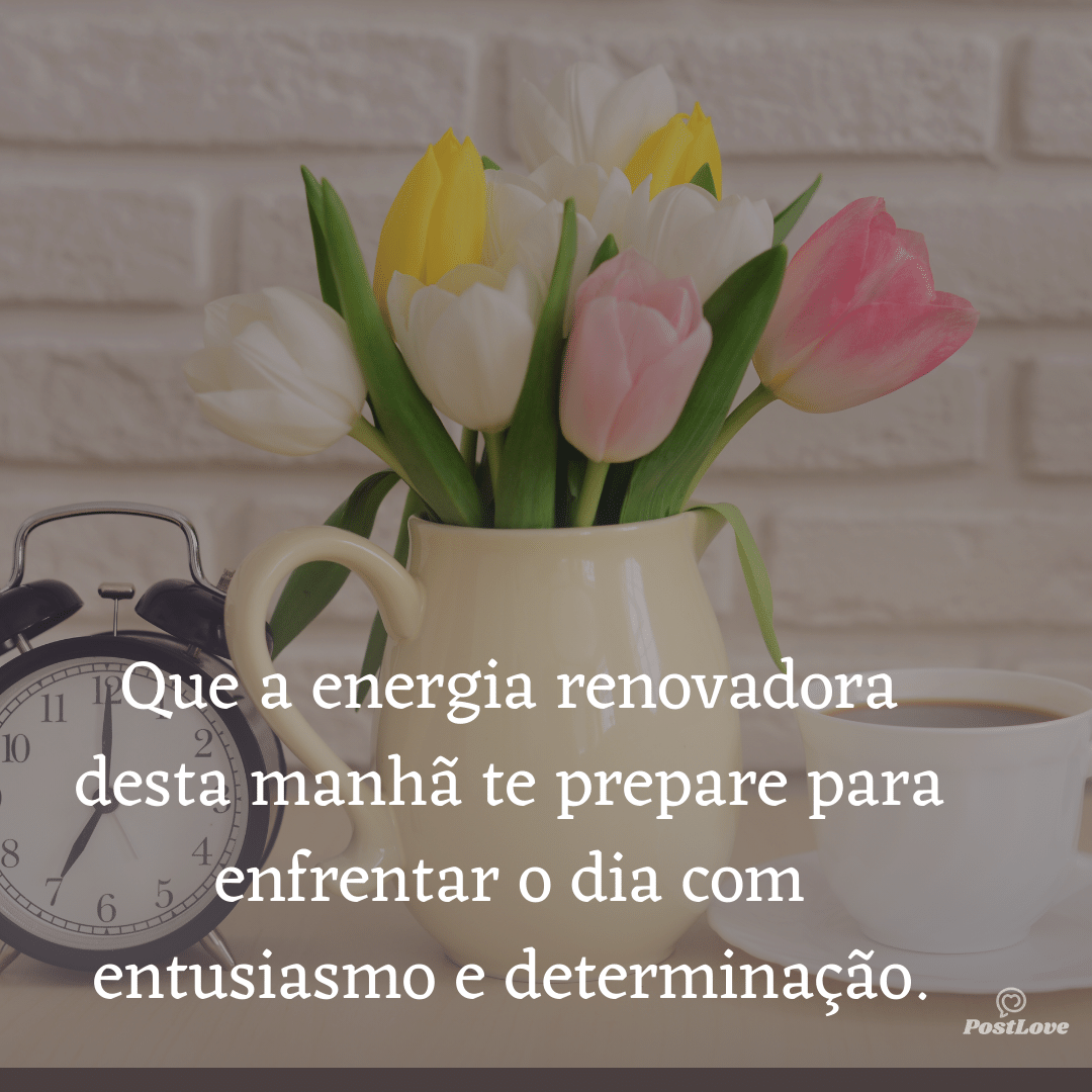 Que a energia renovadora desta manhã te prepare para enfrentar o dia com entusiasmo e determinação.