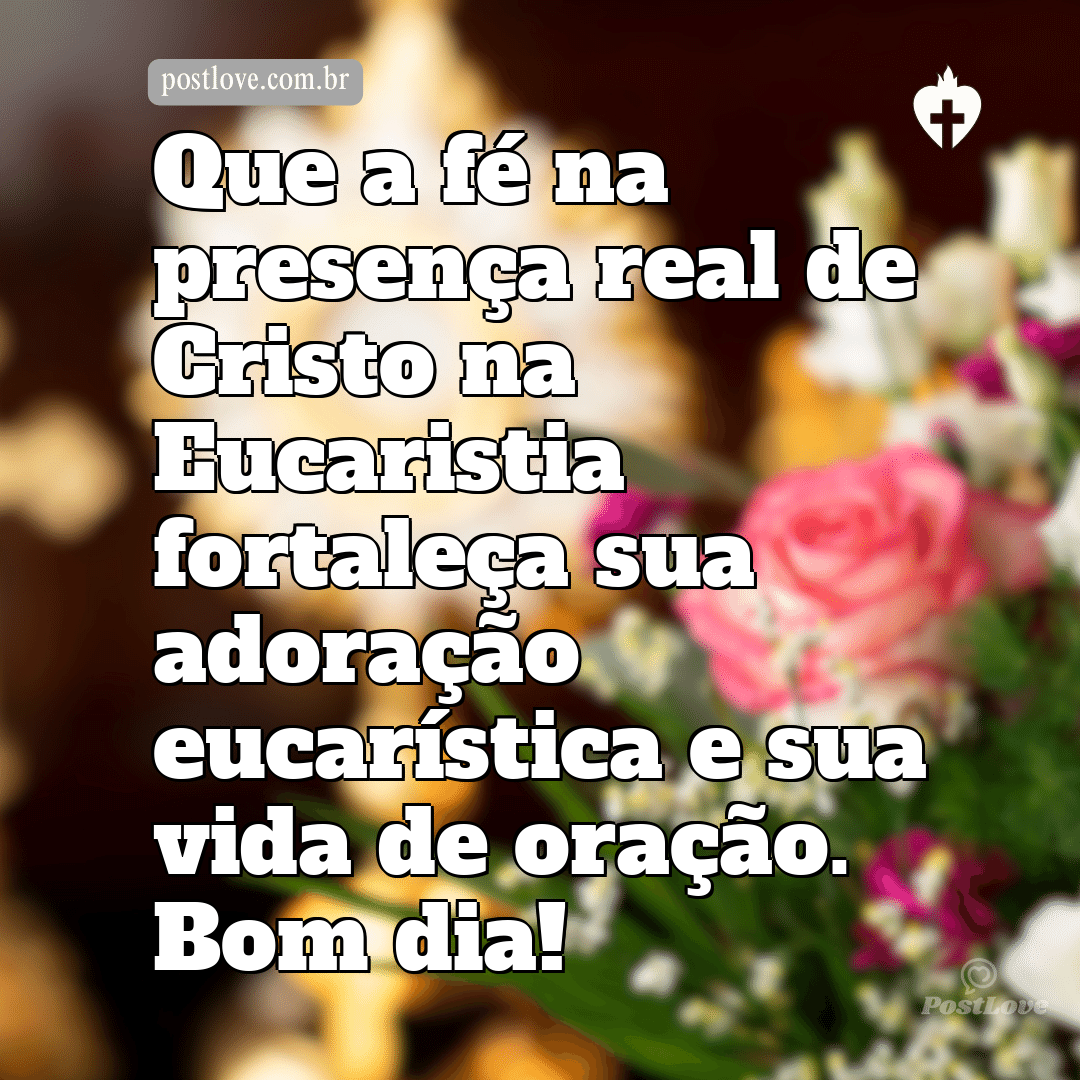 Que a fé na presença real de Cristo na Eucaristia fortaleça sua adoração eucarística e sua vida de oração. Bom dia!