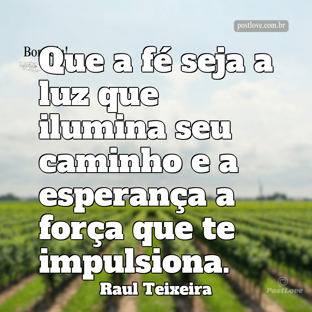 Que a fé seja a luz que ilumina seu caminho e a esperança a força que te impulsiona.