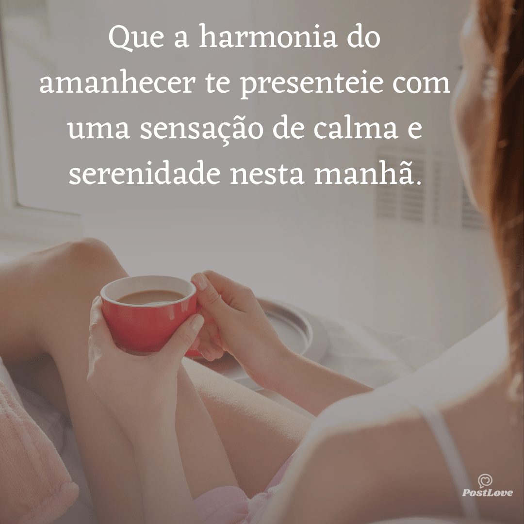 Que a harmonia do amanhecer te presenteie com uma sensação de calma e serenidade nesta manhã.