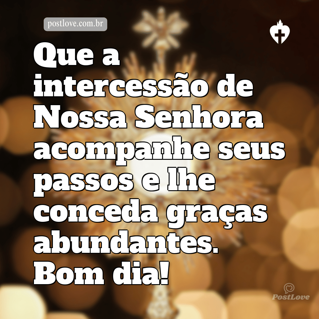 Que a intercessão de Nossa Senhora acompanhe seus passos e lhe conceda graças abundantes. Bom dia!