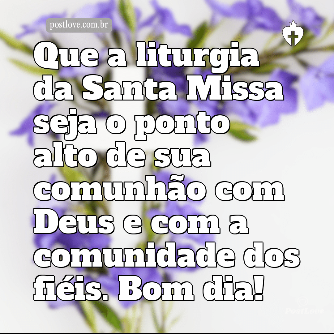 Que a liturgia da Santa Missa seja o ponto alto de sua comunhão com Deus e com a comunidade dos fiéis. Bom dia!