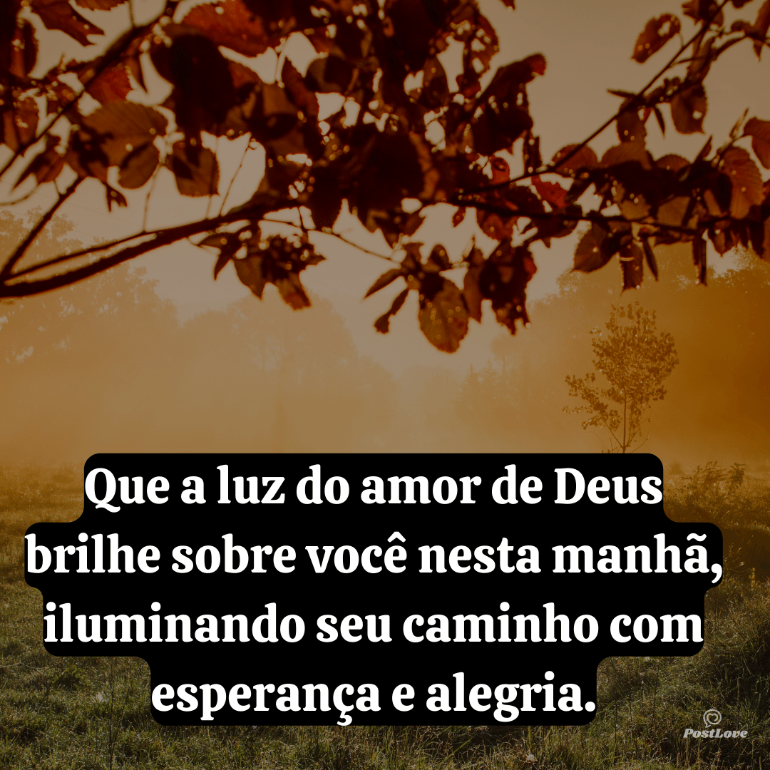 Que a luz do amor de Deus brilhe sobre você nesta manhã, iluminando seu caminho com esperança e alegria.