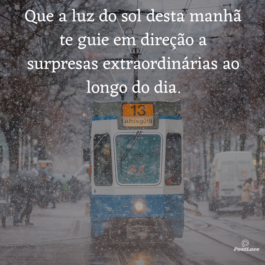 Que a luz do sol desta manhã te guie em direção a surpresas extraordinárias ao longo do dia.