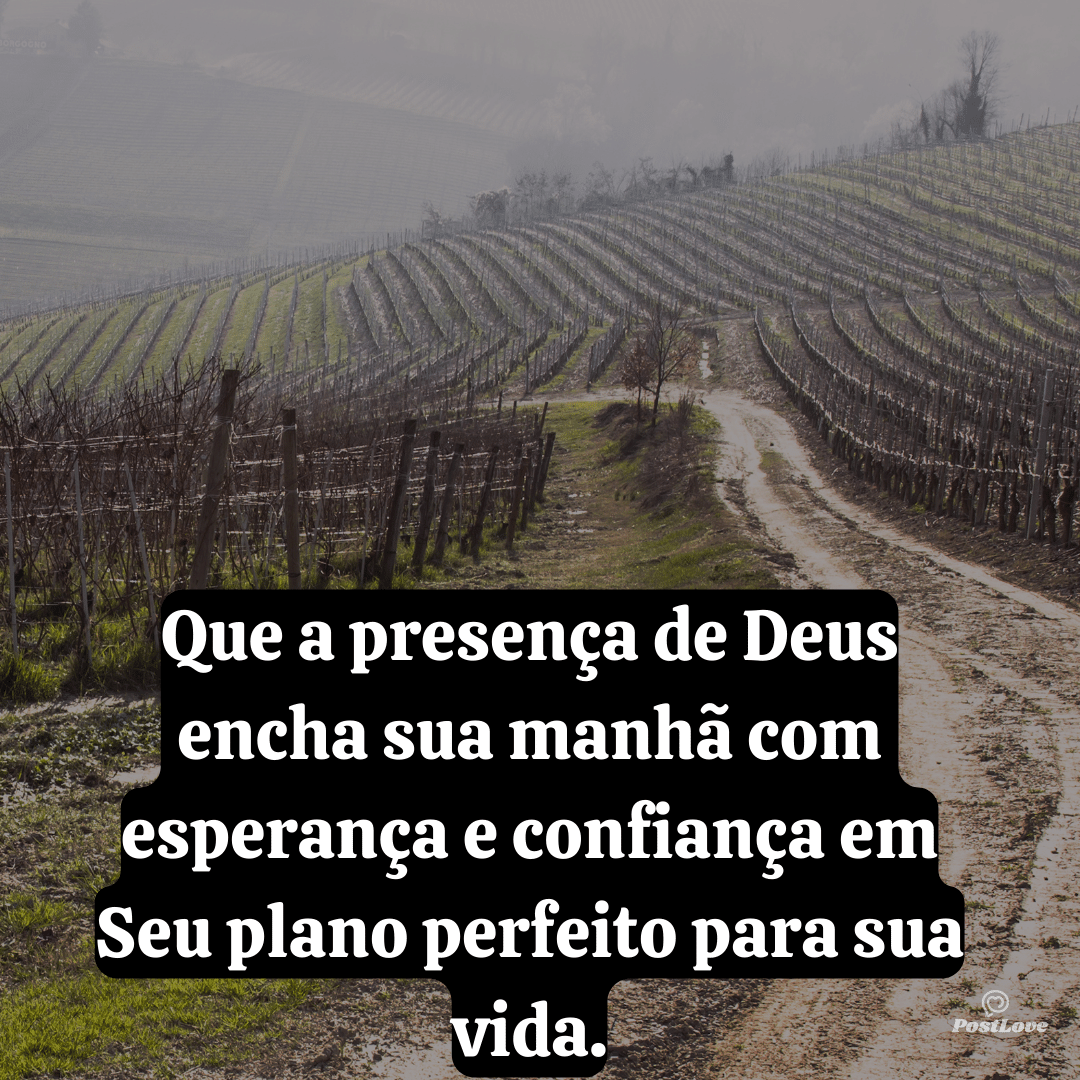 Que a presença de Deus encha sua manhã com esperança e confiança em Seu plano perfeito para sua vida.