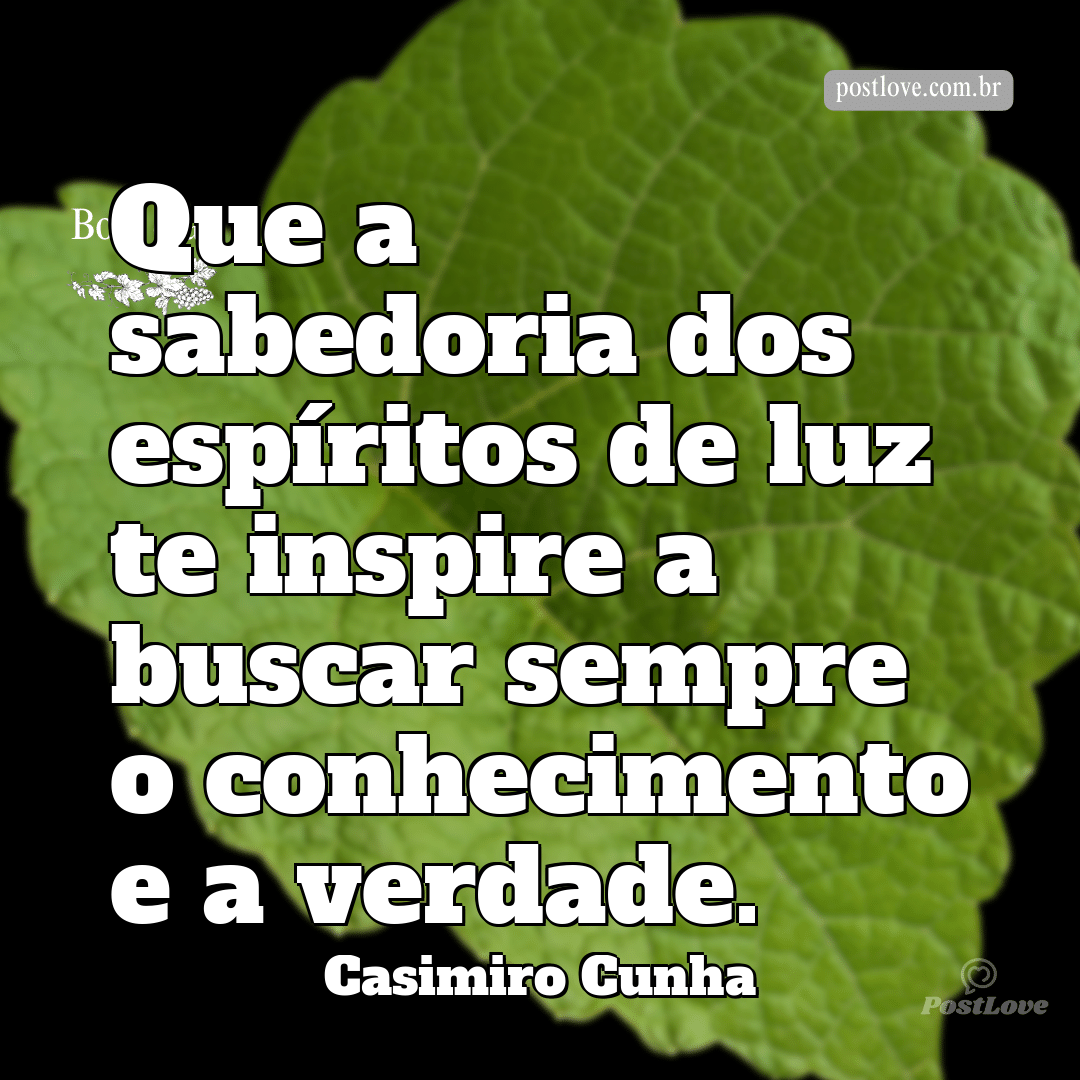 Que a sabedoria dos espíritos de luz te inspire a buscar sempre o conhecimento e a verdade.