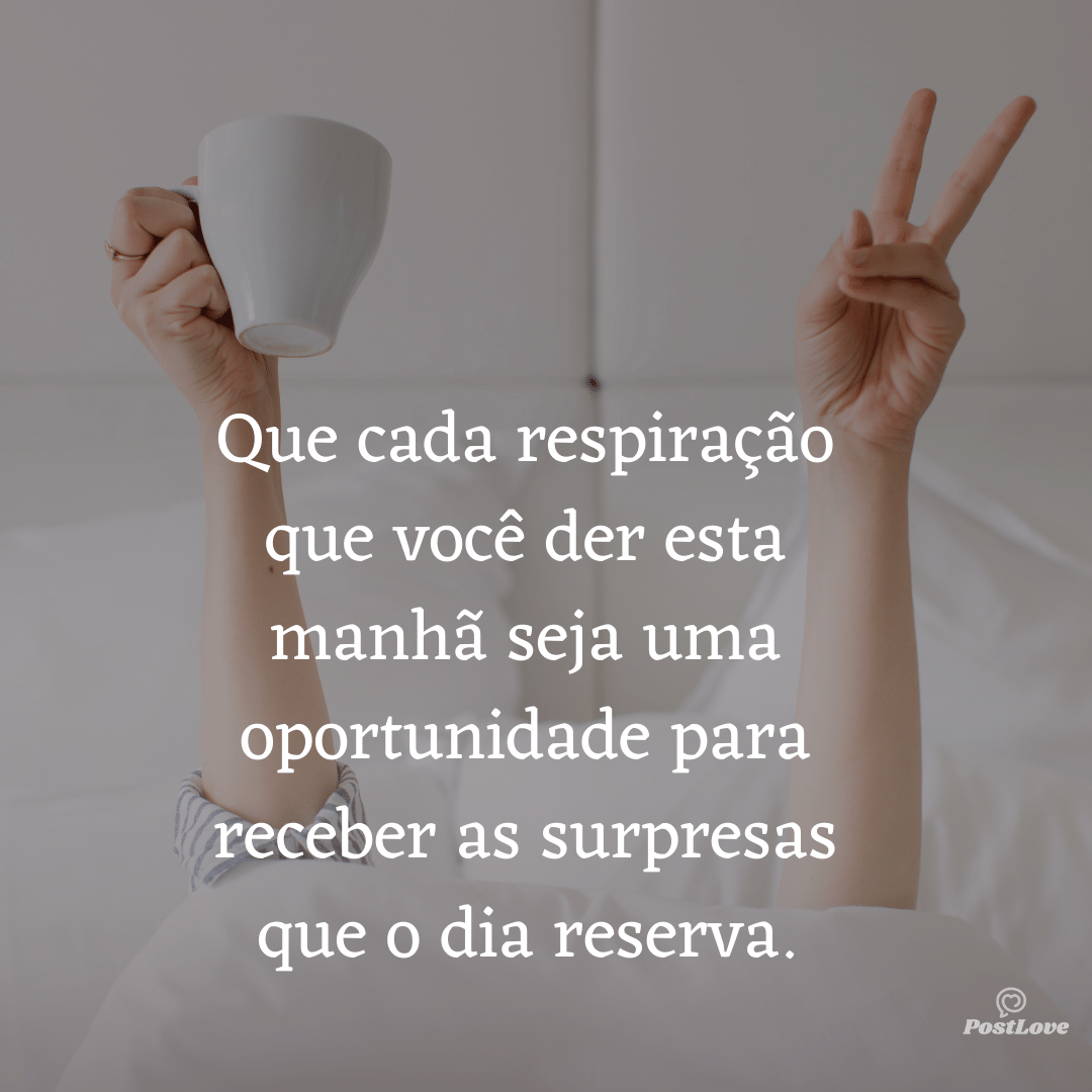 Que cada respiração que você der esta manhã seja uma oportunidade para receber as surpresas que o dia reserva.
