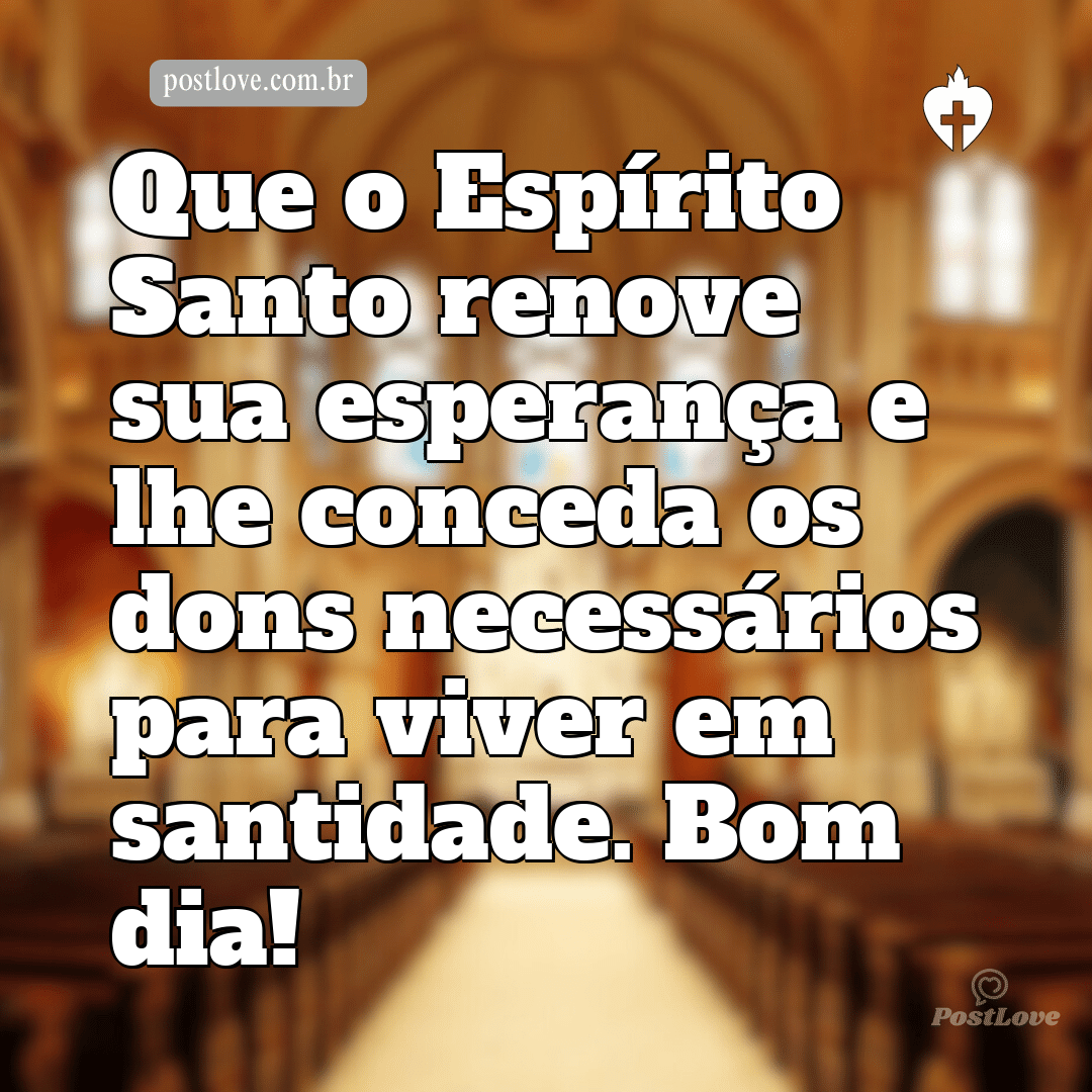 Que o Espírito Santo renove sua esperança e lhe conceda os dons necessários para viver em santidade. Bom dia!