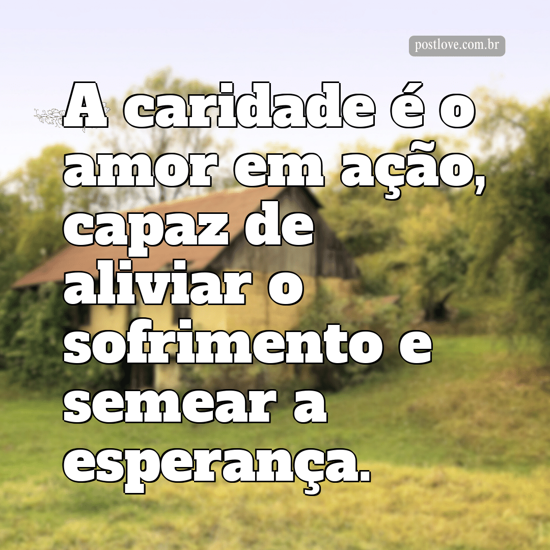 “A caridade é o amor em ação, capaz de aliviar o sofrimento e semear a esperança.”