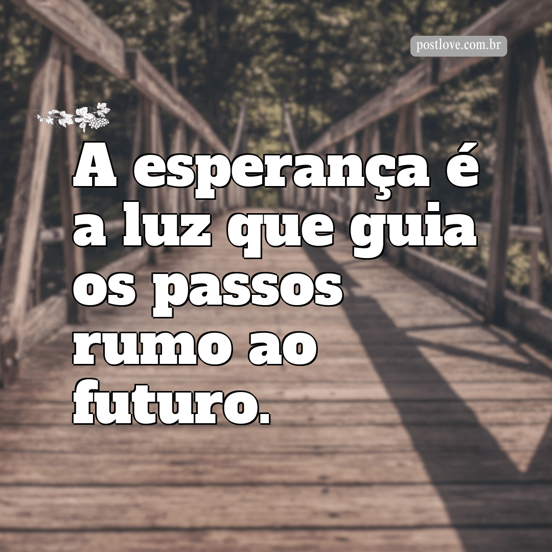 “A esperança é a luz que guia os passos rumo ao futuro.”