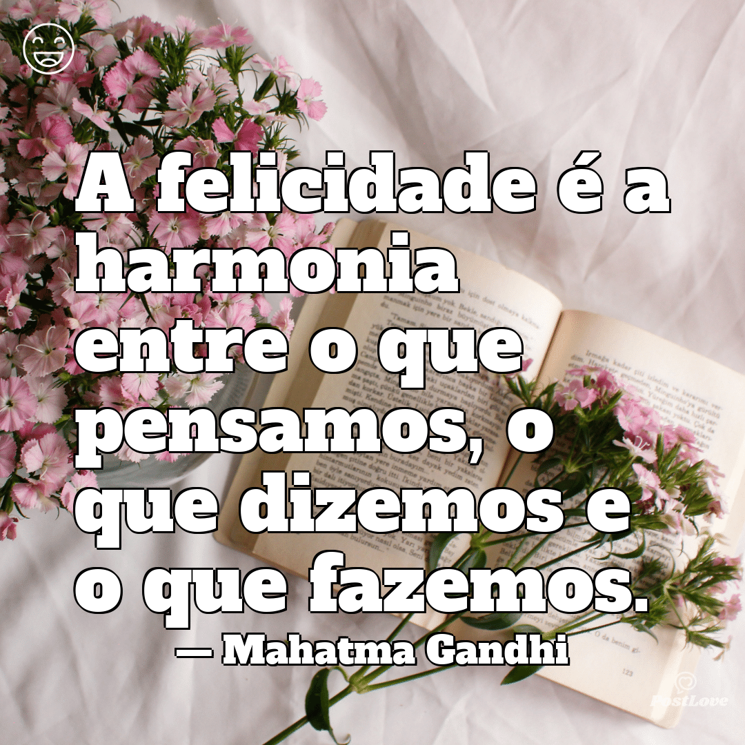 “A felicidade é a harmonia entre o que pensamos, o que dizemos e o que fazemos.”