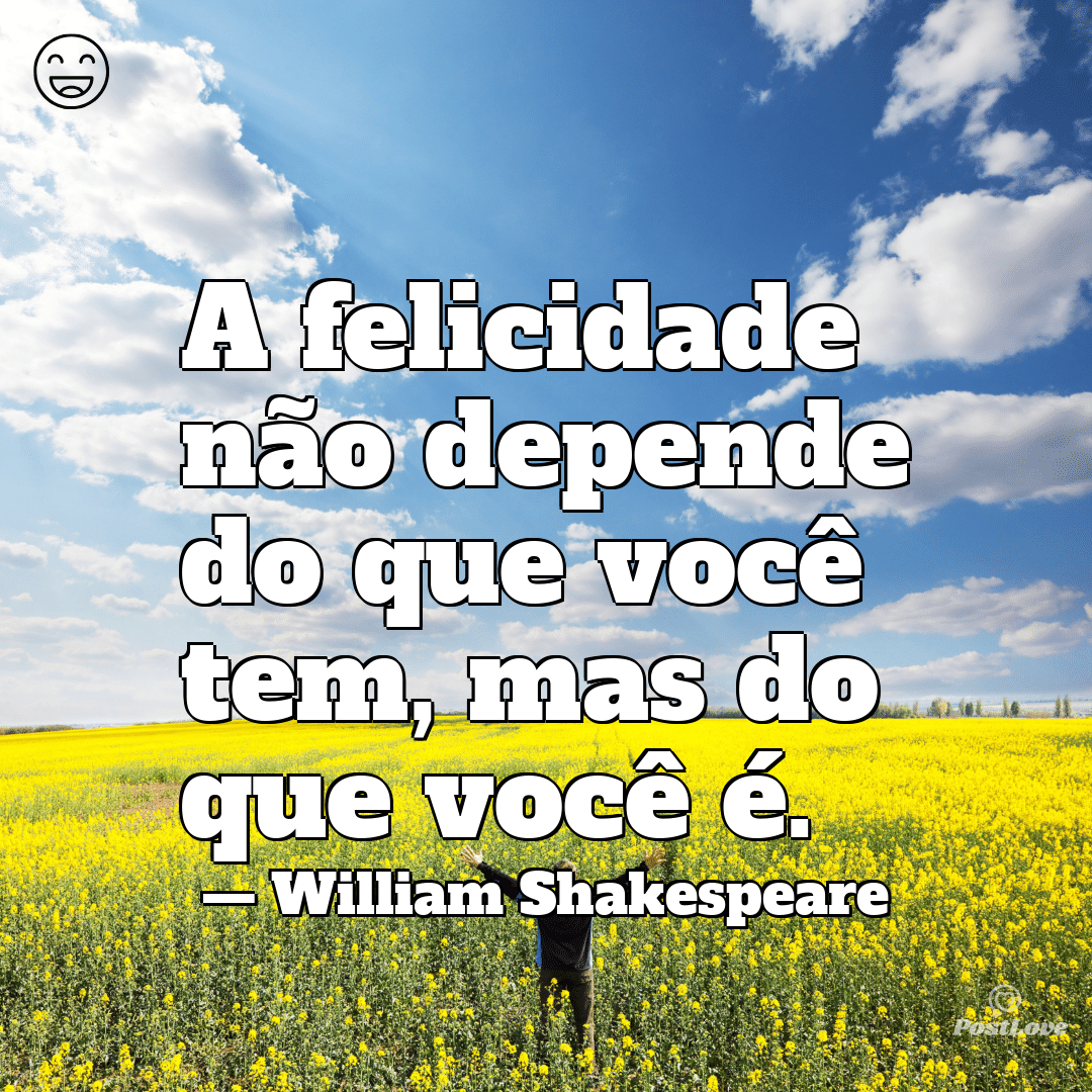 “A felicidade não depende do que você tem, mas do que você é.”