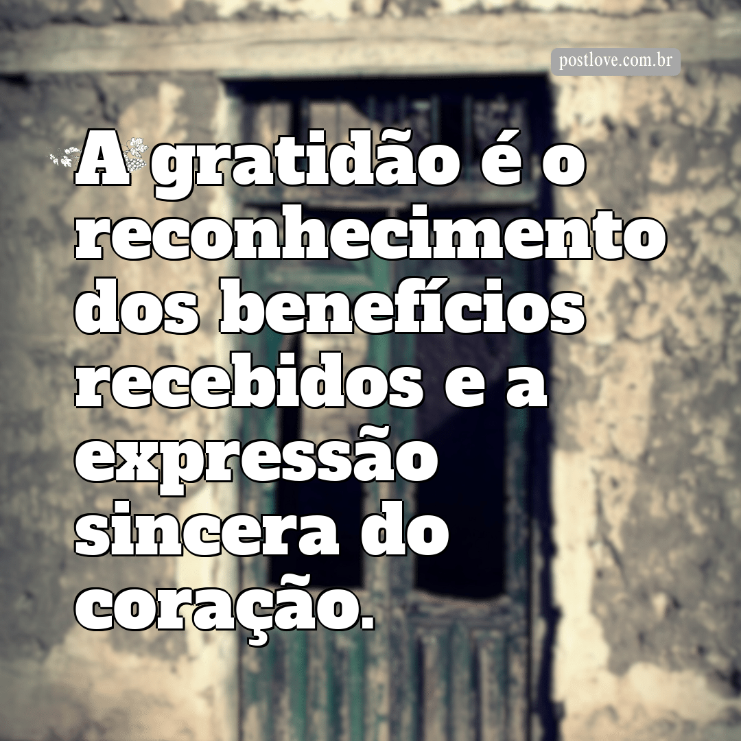 “A gratidão é o reconhecimento dos benefícios recebidos e a expressão sincera do coração.”