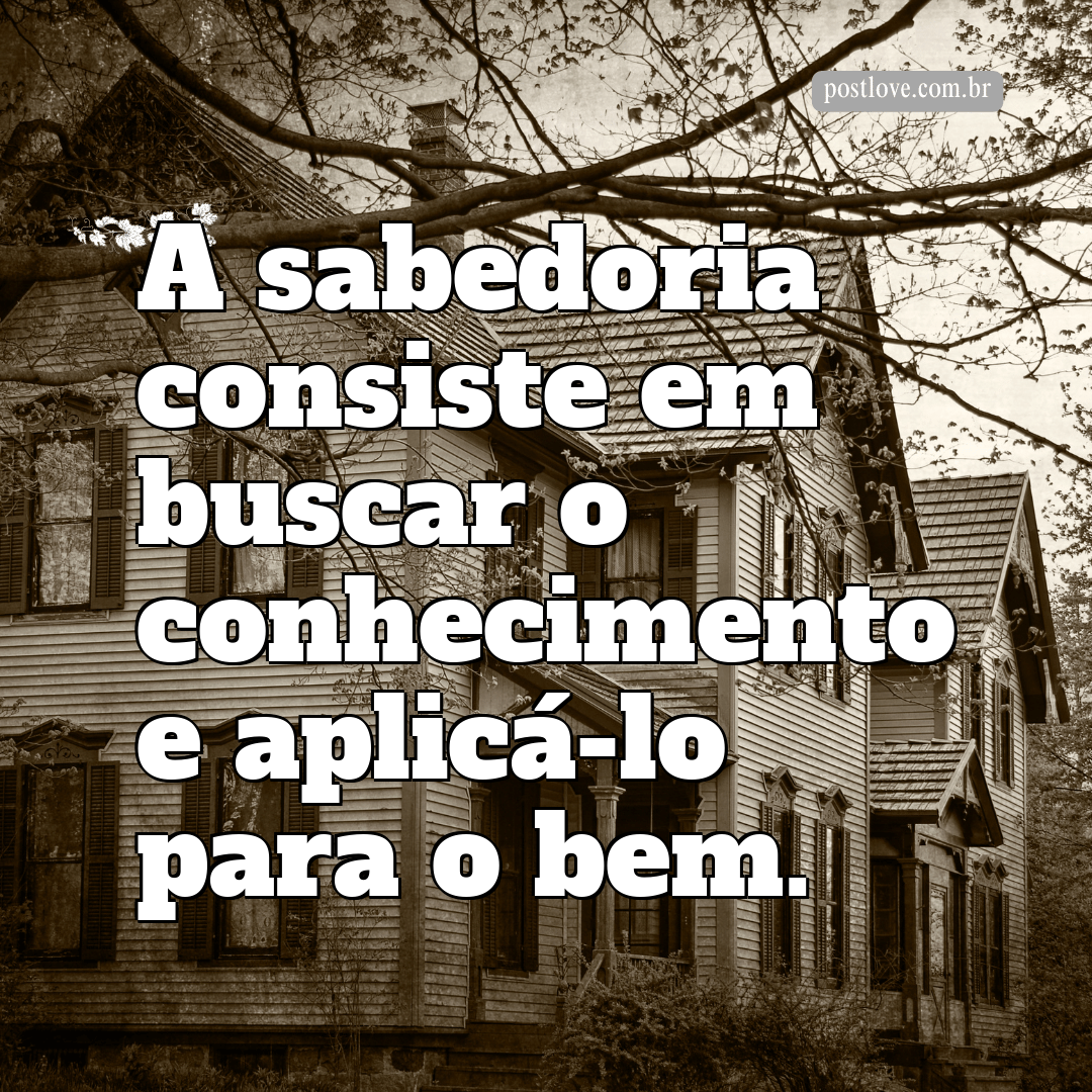“A sabedoria consiste em buscar o conhecimento e aplicá-lo para o bem.”