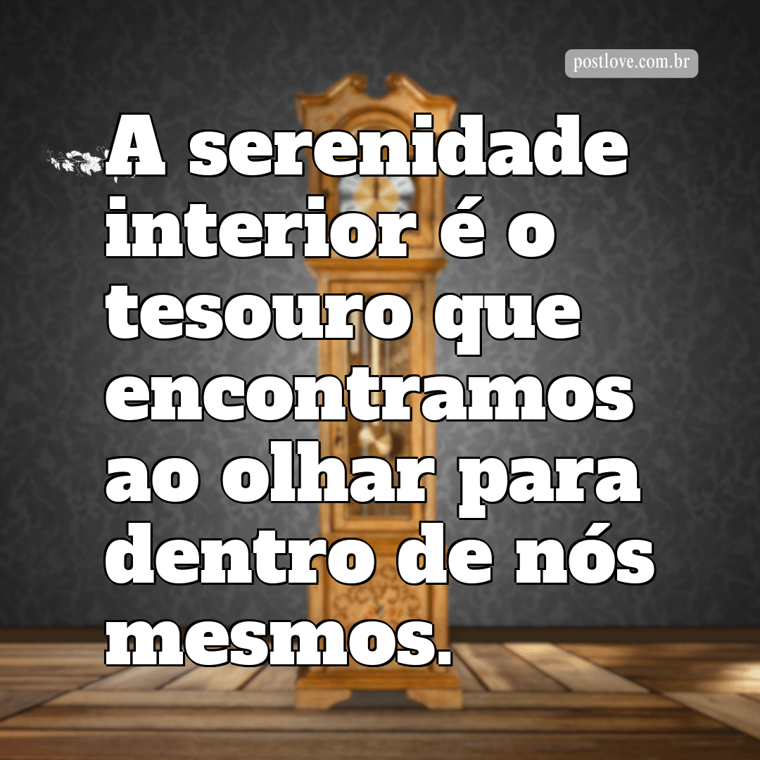 “A serenidade interior é o tesouro que encontramos ao olhar para dentro de nós mesmos.”