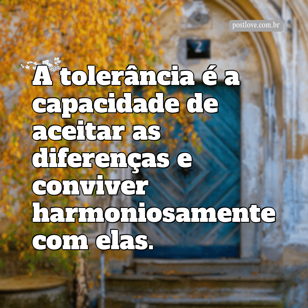 “A tolerância é a capacidade de aceitar as diferenças e conviver harmoniosamente com elas.”