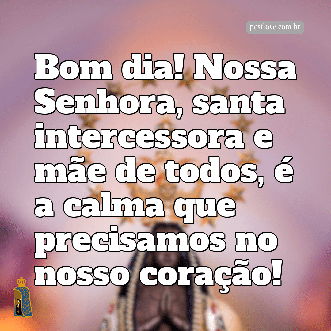 Bom dia! Nossa Senhora, santa intercessora e mãe de todos, é a calma que precisamos no nosso coração!
