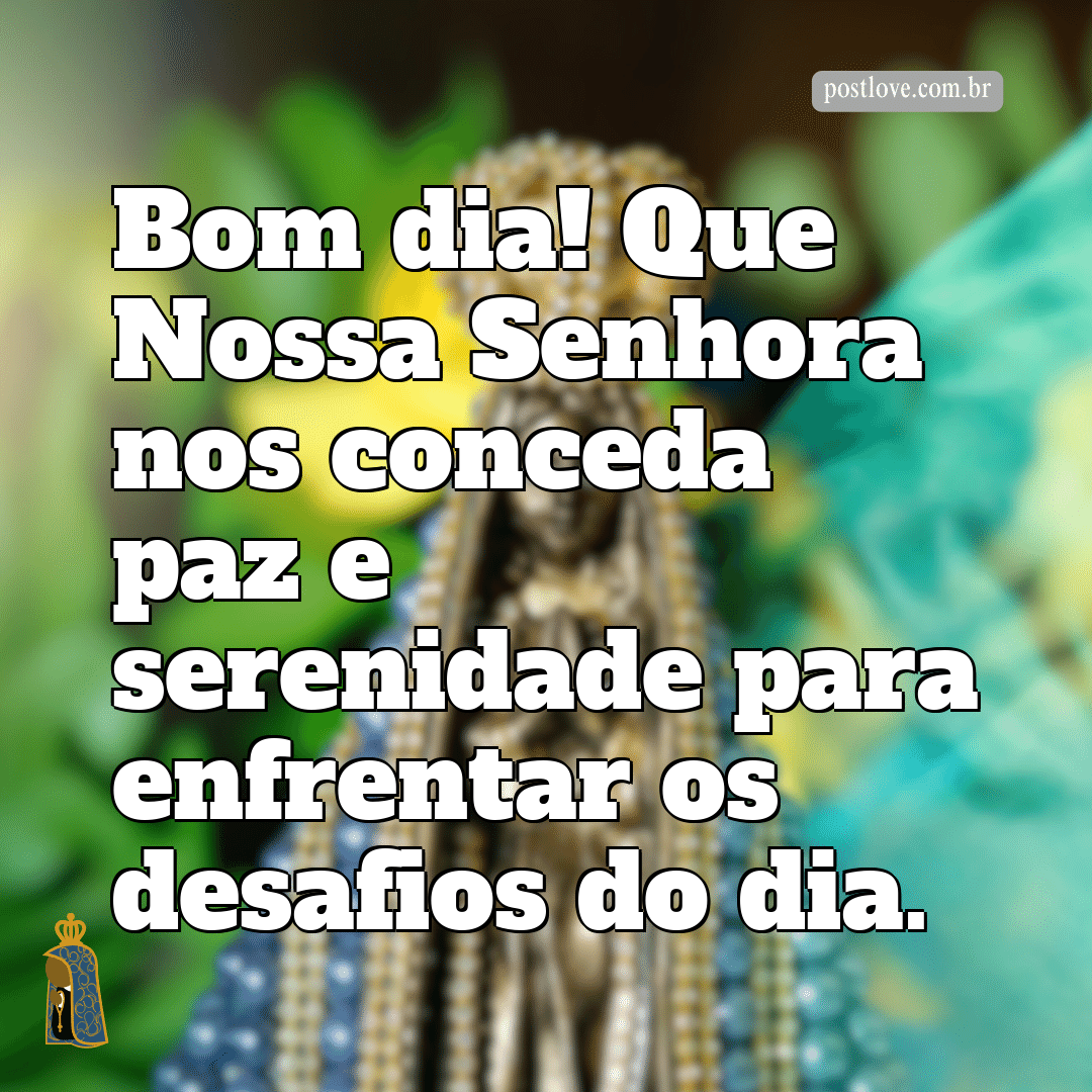 Bom dia! Que Nossa Senhora nos conceda paz e serenidade para enfrentar os desafios do dia.