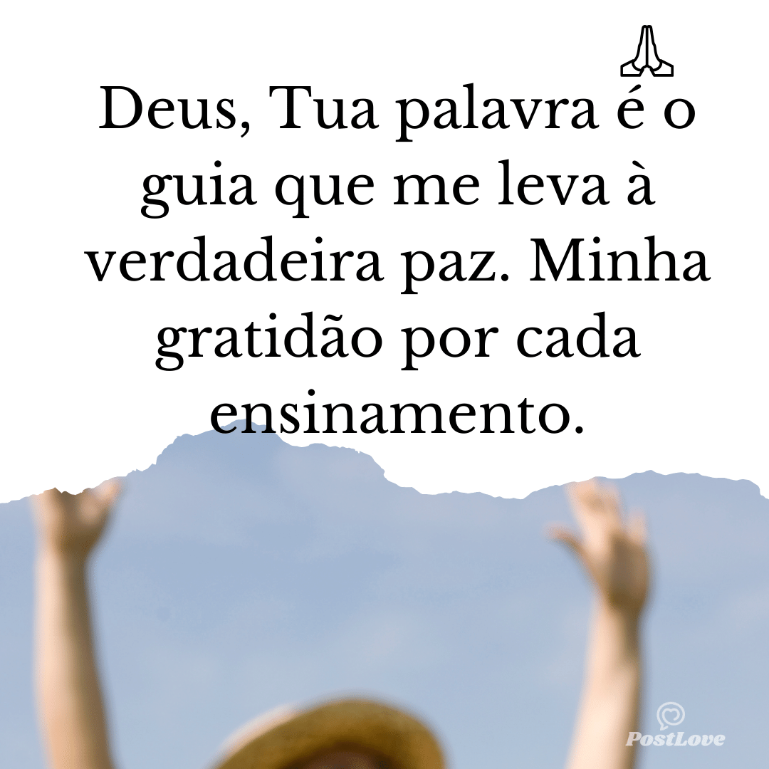 Deus, Tua palavra é o guia que me leva à verdadeira paz. Minha gratidão por cada ensinamento.
