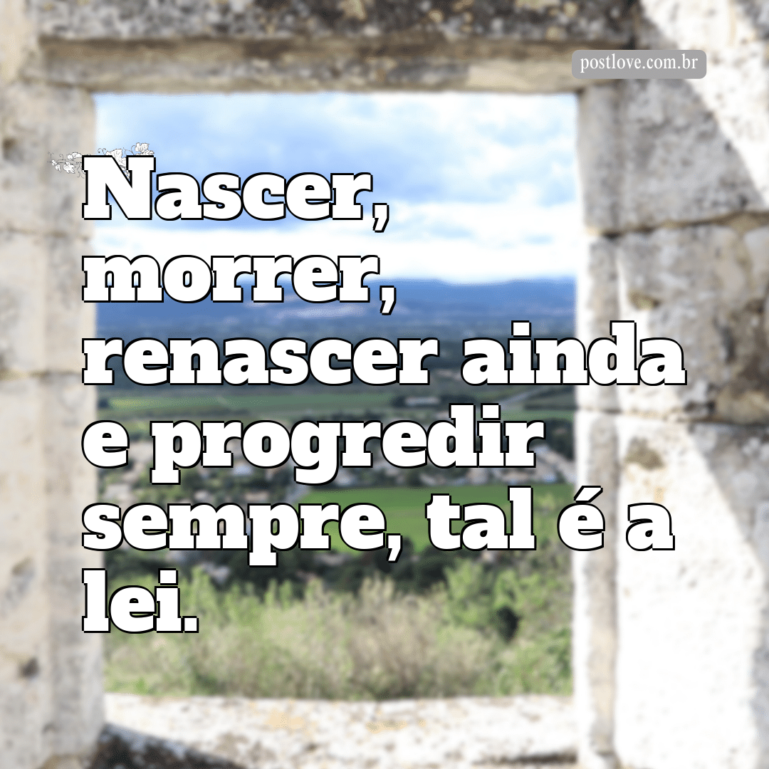 “Nascer, morrer, renascer ainda e progredir sempre, tal é a lei.”