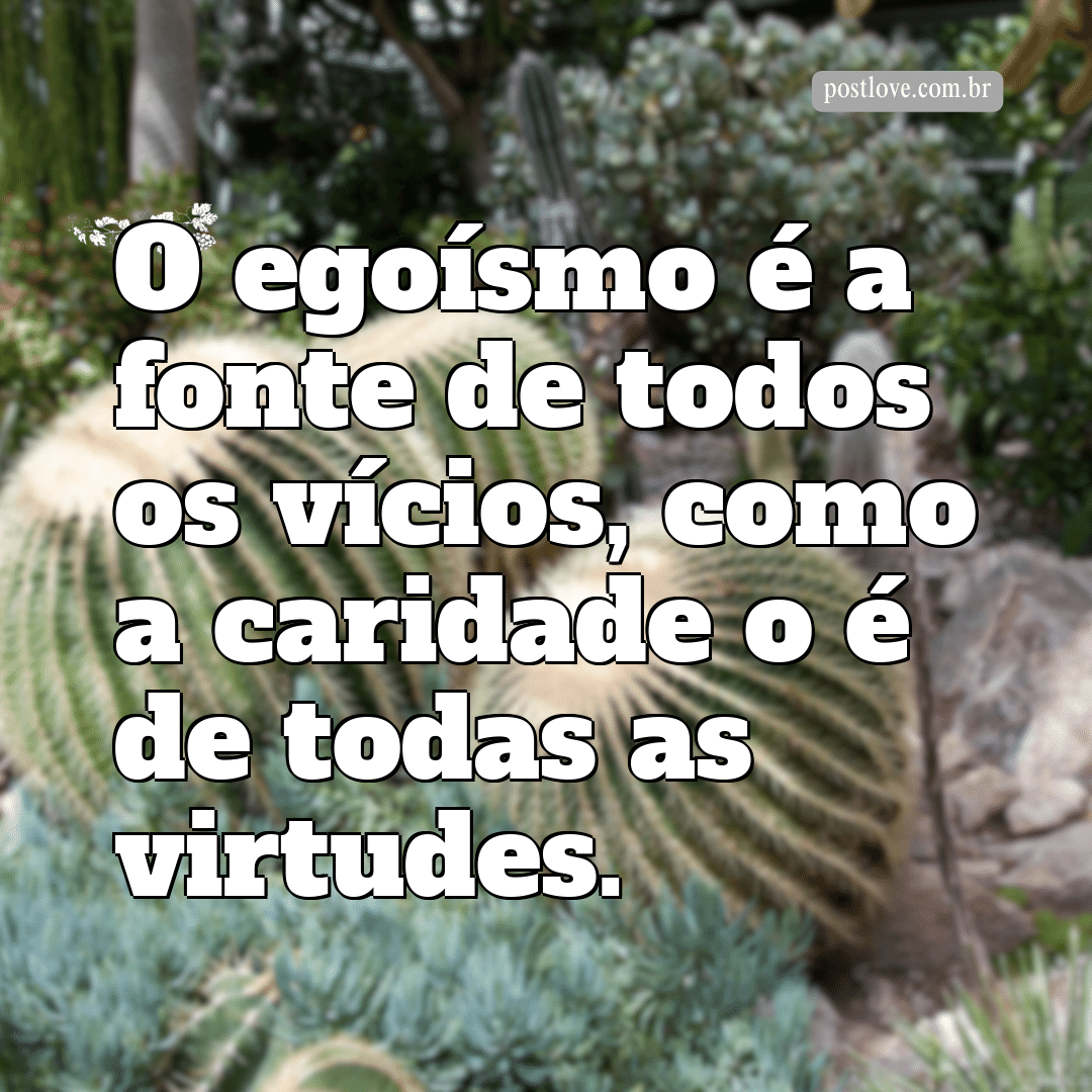 “O egoísmo é a fonte de todos os vícios, como a caridade o é de todas as virtudes.”