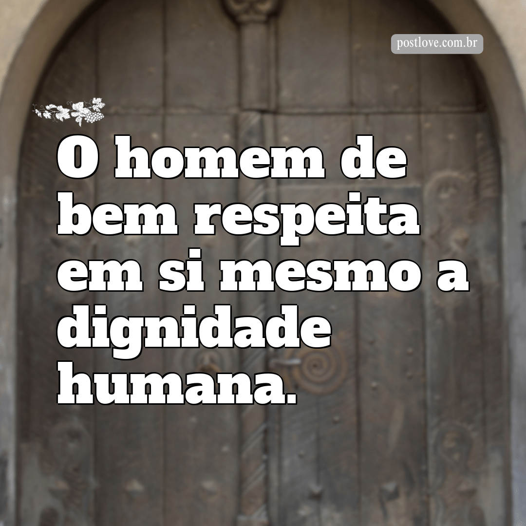 “O homem de bem respeita em si mesmo a dignidade humana.”