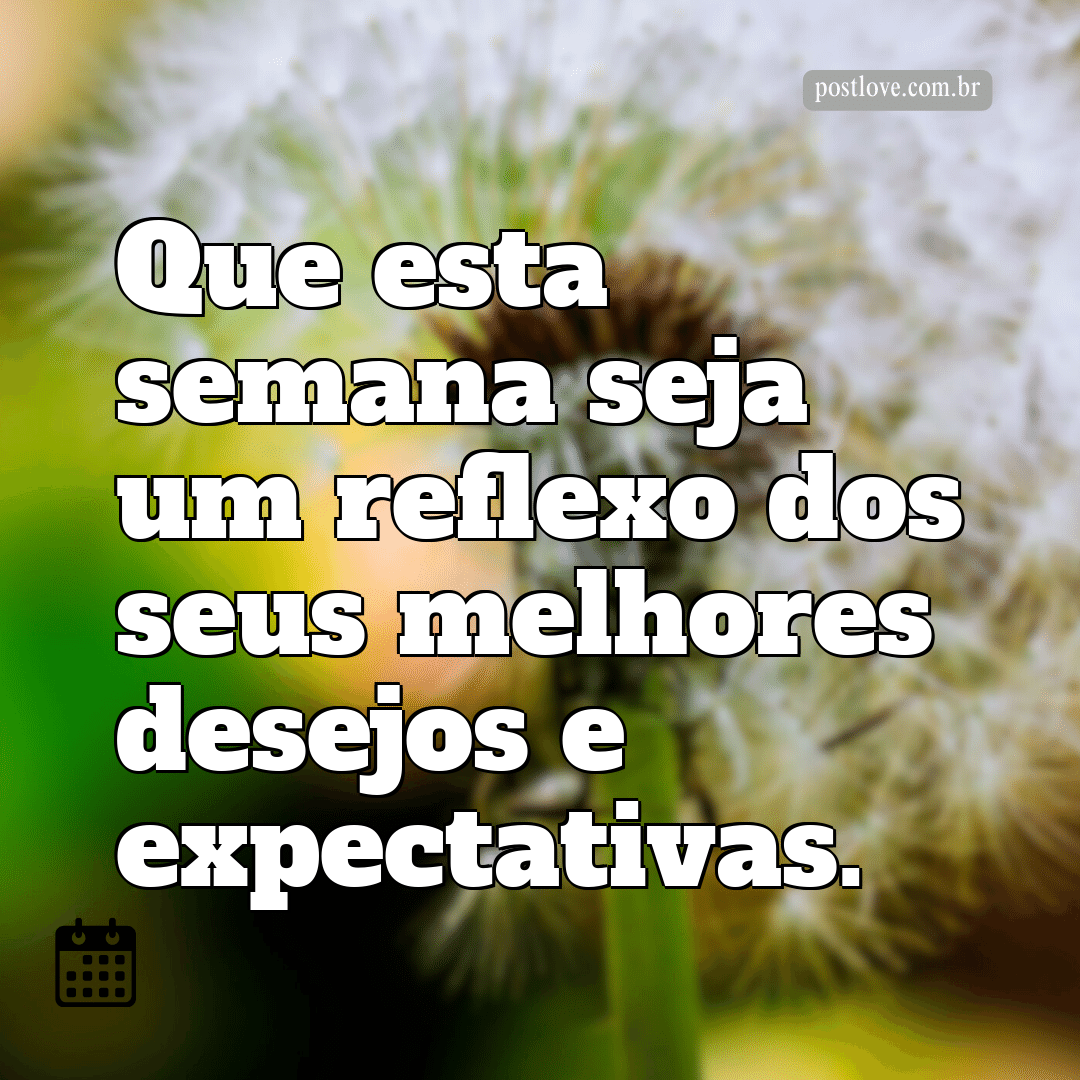 Que esta semana seja um reflexo dos seus melhores desejos e expectativas.