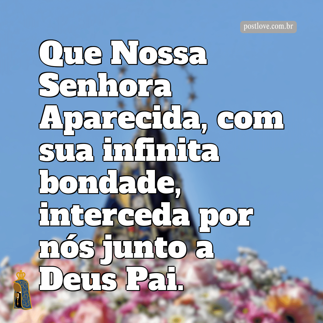 Que Nossa Senhora Aparecida, com sua infinita bondade, interceda por nós junto a Deus Pai.