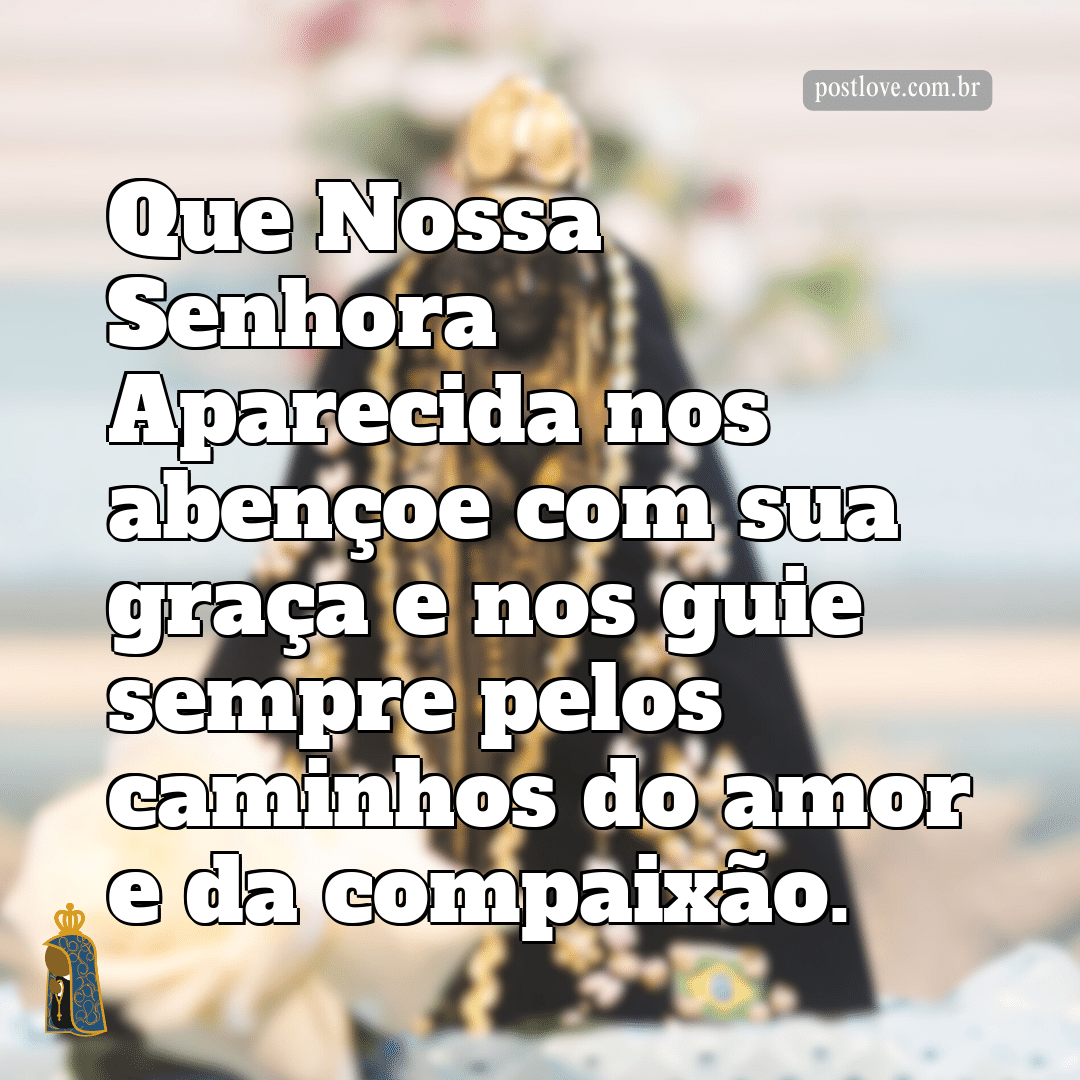 Que Nossa Senhora Aparecida nos abençoe com sua graça e nos guie sempre pelos caminhos do amor e da compaixão.