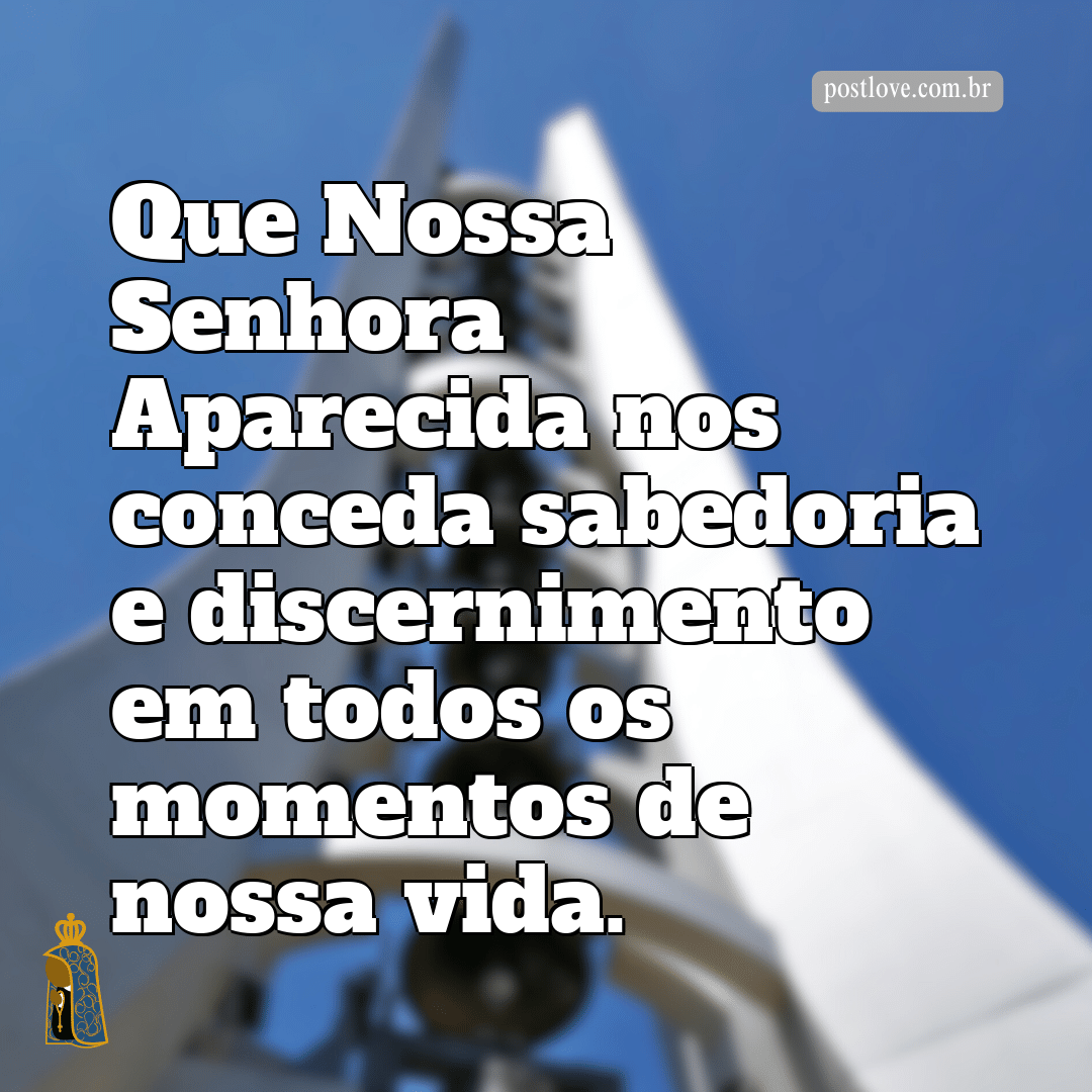 Que Nossa Senhora Aparecida nos conceda sabedoria e discernimento em todos os momentos de nossa vida.