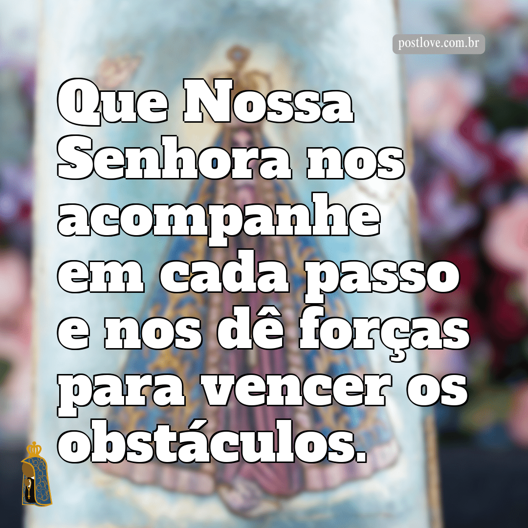 Que Nossa Senhora nos acompanhe em cada passo e nos dê forças para vencer os obstáculos.