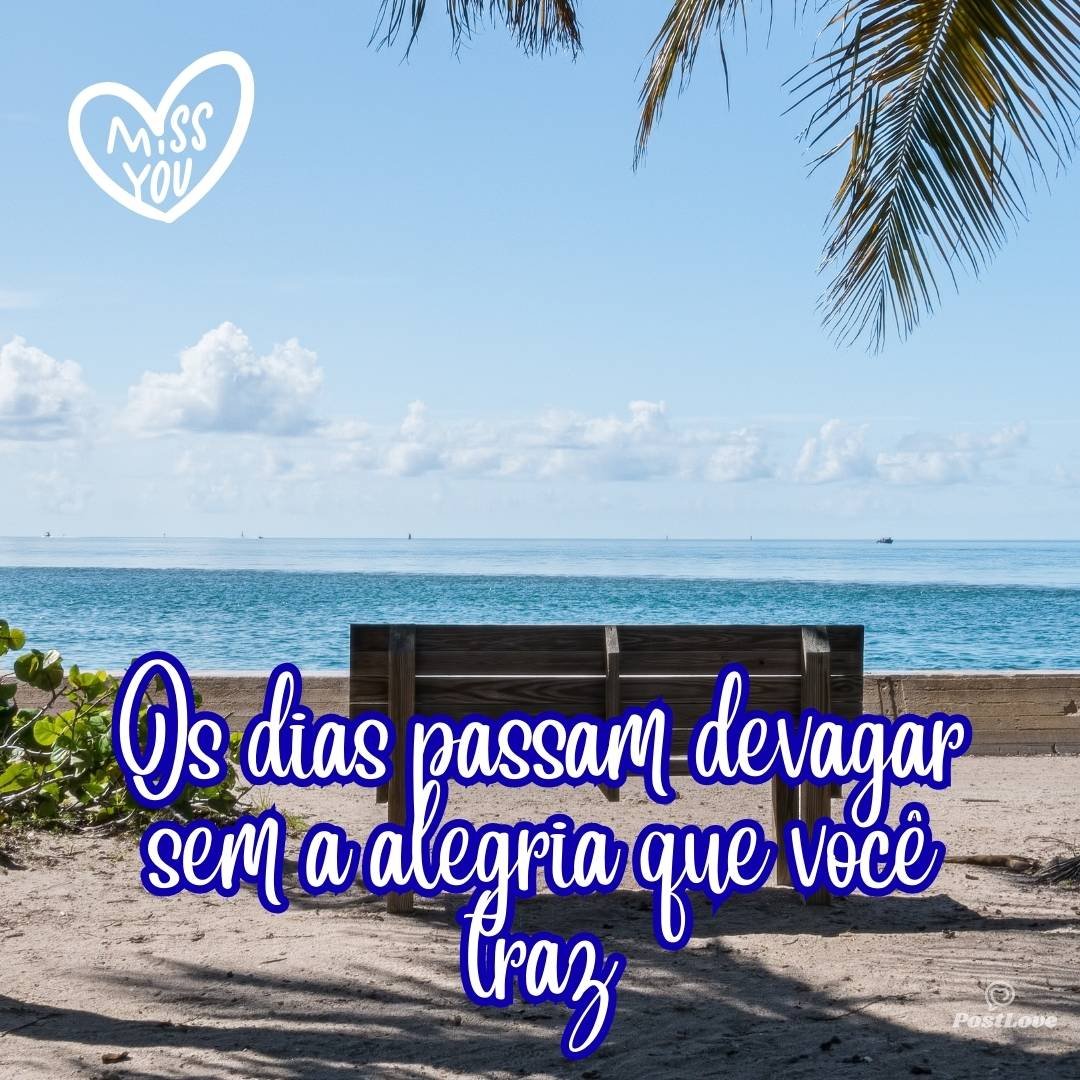 Os dias passam devagar sem a alegria que você traz