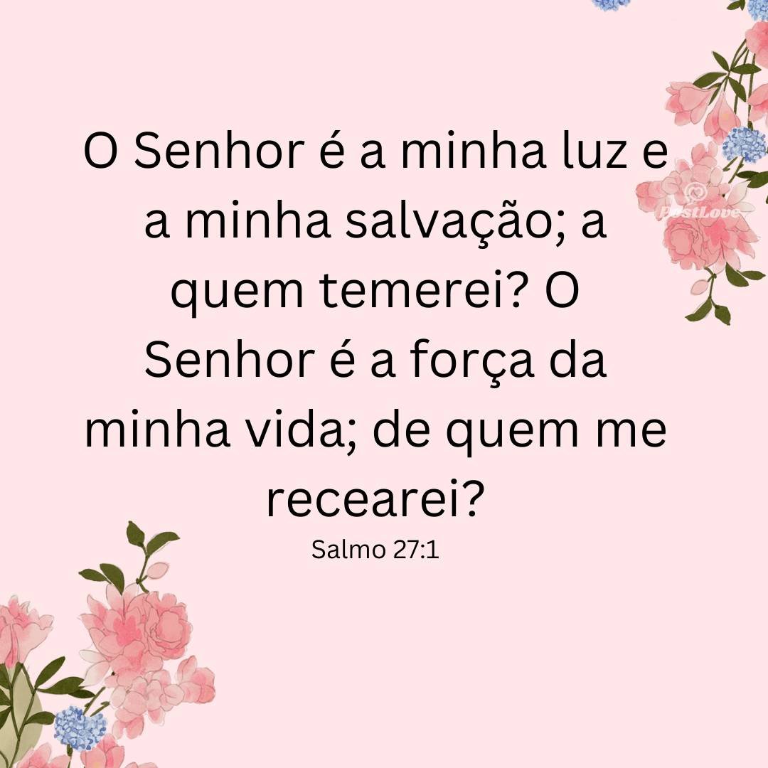 O Senhor é a minha luz e a minha salvação; a quem temerei? O Senhor é a força da minha vida; de quem me recearei?