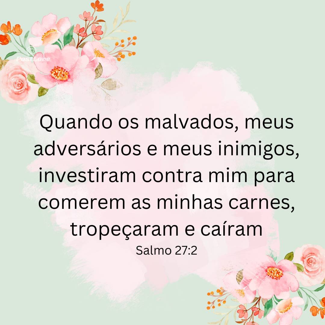 Quando os malvados, meus adversários e meus inimigos, investiram contra mim para comerem as minhas carnes, tropeçaram e caíram
