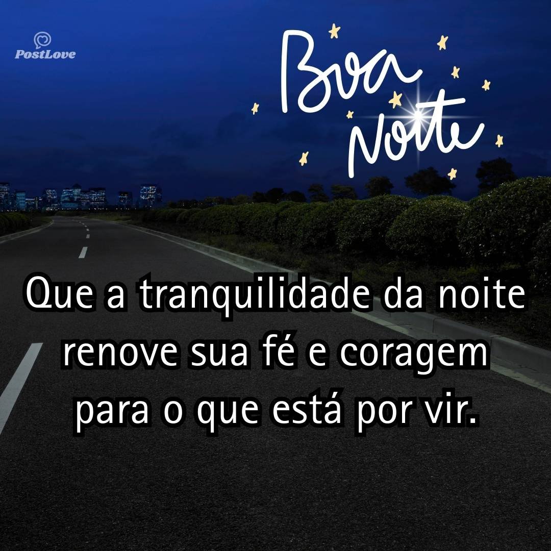 Que a tranquilidade da noite renove sua fé e coragem para o que está por vir.