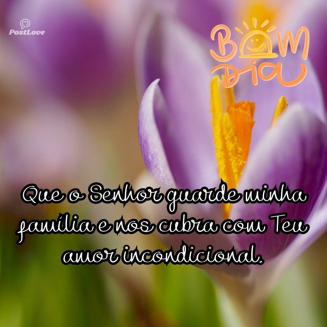 Que o Senhor guarde minha família e nos cubra com Teu amor incondicional.