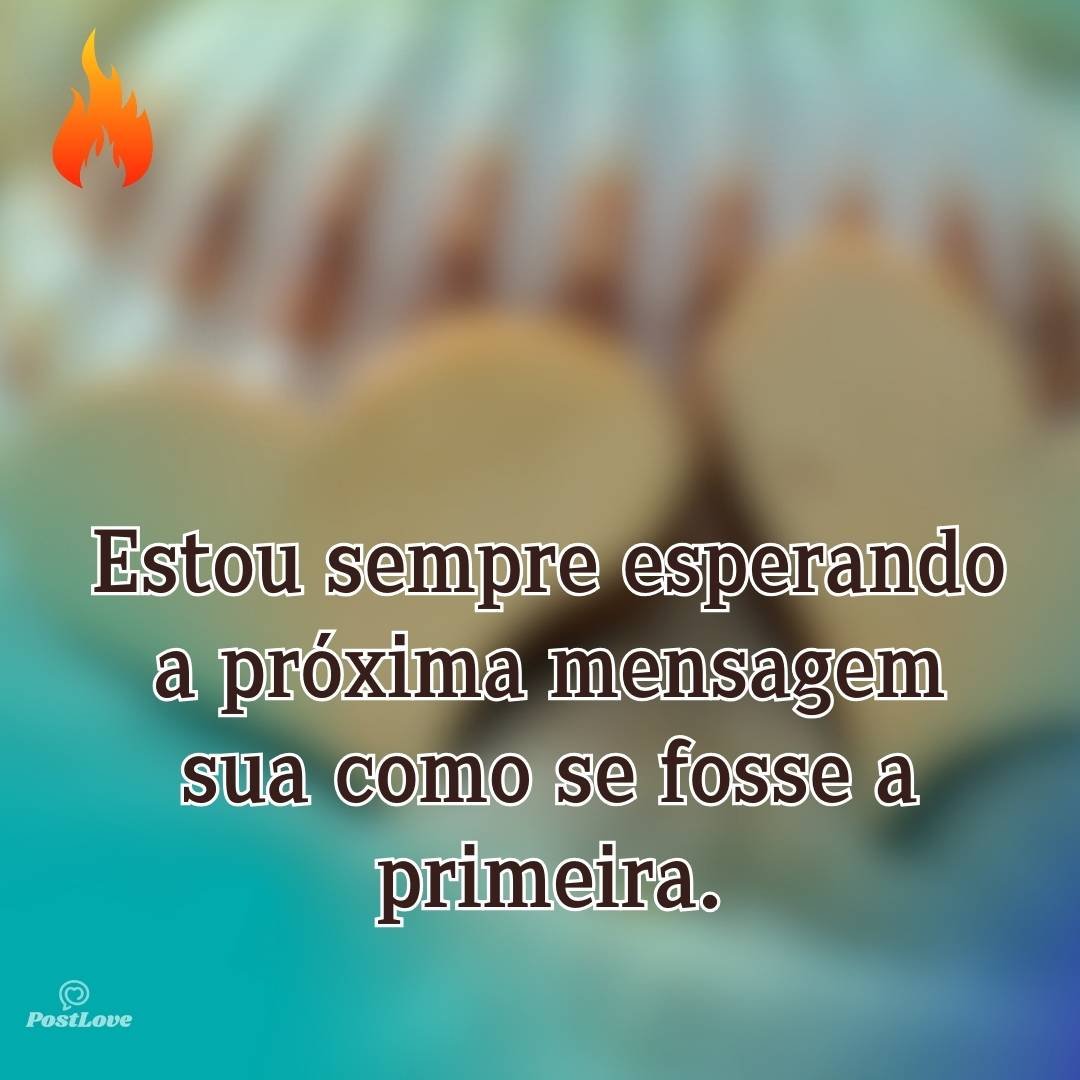 Estou sempre esperando a próxima mensagem sua como se fosse a primeira.
