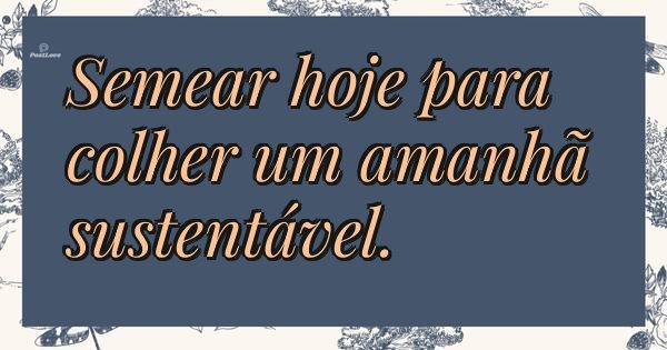 Semear hoje para colher um amanhã sustentável.